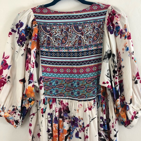 Umgee Bohemian Floral Print Babydoll Tunic Dress size Small - Picture 10 of 11